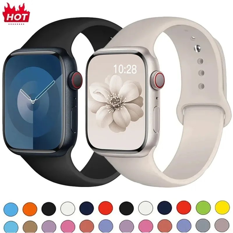 Silikonband für Apple Watch Armband 46mm 44mm 45mm 40mm 41mm 42-38mm 49mm Sportarmband iWatch Serie 11 10 9 8 7 6 5 SE Ultra3