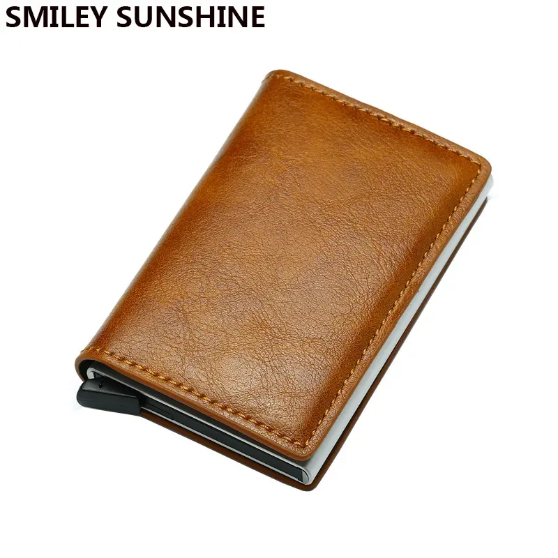 Rfid Aluminium Männer Brieftasche Karte Halter Geldbörse Carbon Faser Männer Business Dünne Dünne Smart Brieftasche Kreditkarteinhaber Fall Hinweis Halter