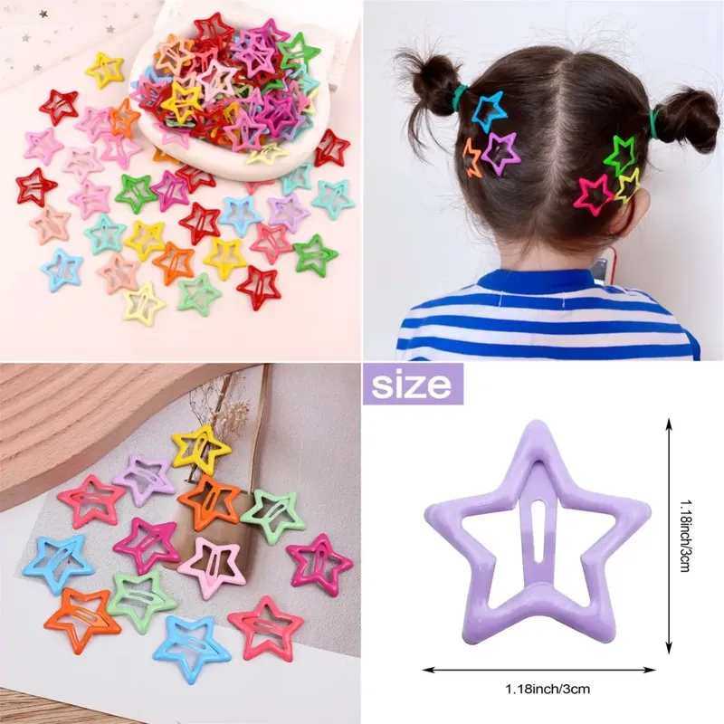 30 Stücke Zufällige Bunte Stern BB Haarspangen Mädchen Nette Stern Haarspangen Frauen Einfache Metall Snap Clip Kopfschmuck Haarschmuck Accessori