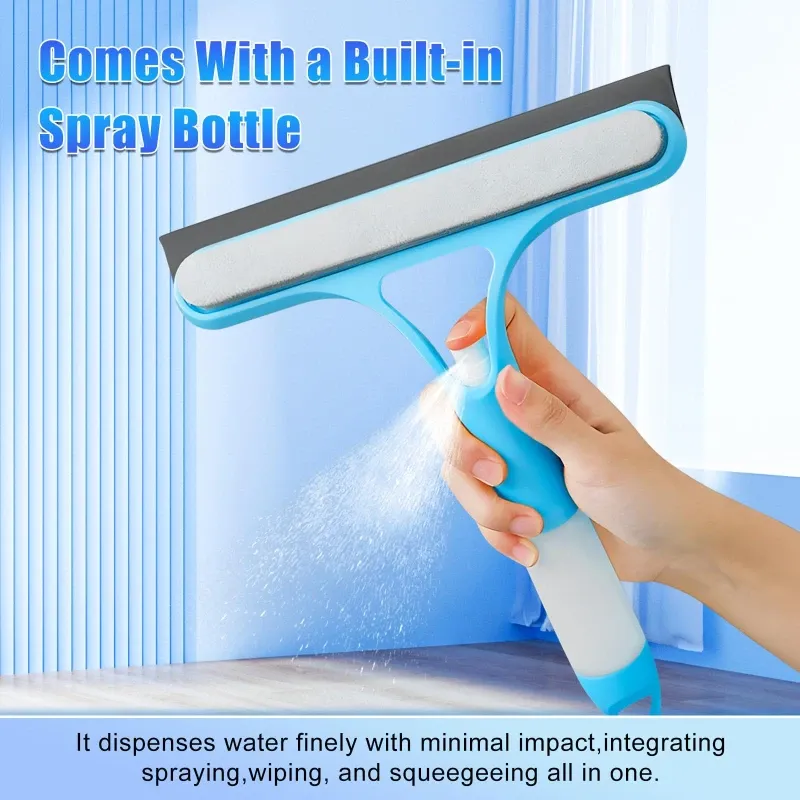 3-in-1-Rakel zum Reinigen von Fenstern, multifunktionaler Glasspiegelwischer mit Sprühflasche, Mikrofaser-Peeling, Werkzeuge für den Haushalt und Autoreiniger