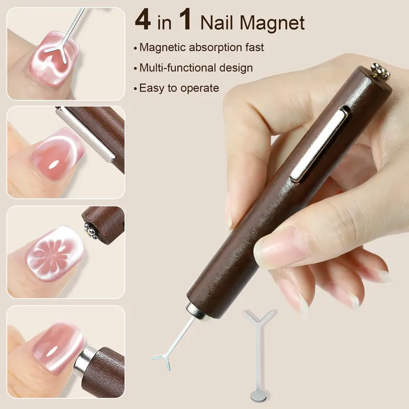 3-in-1 multifunktionaler starker Katzenaugen-Magnet, UV/LED-Gel-Nagel-Magnetstab für Nagelkunst, Design, Maniküre, Spezialwerkzeuge