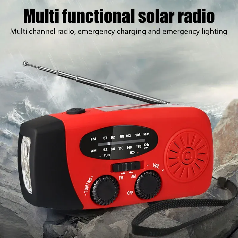 Multifunktionale tragbare Handkurbel Stromerzeugung Notfallradio Solar-LED-Taschenlampe Rampenprävention FM NOAA Power Bank
