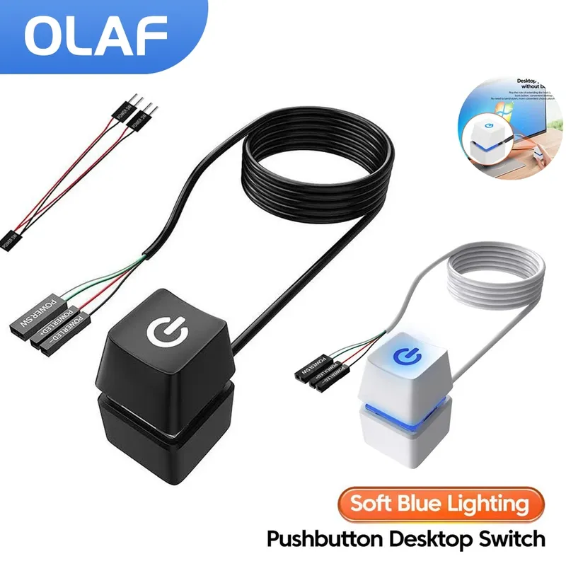 Computer Desktop Netzschalter Verlängerungskabel LED Motherboard Externer Start Power On/Off-Taste für Home Office 1/1,85/2/5/10M