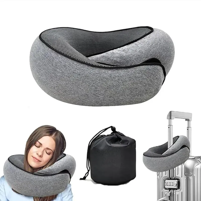 Nackenkissen aus Memory-Schaum, Halswirbel, für Reisen, tragbar, Mittagspause, Flugzeug, U-Typ, Kissen, Schlaf, Camping, Kissen, Tragetasche