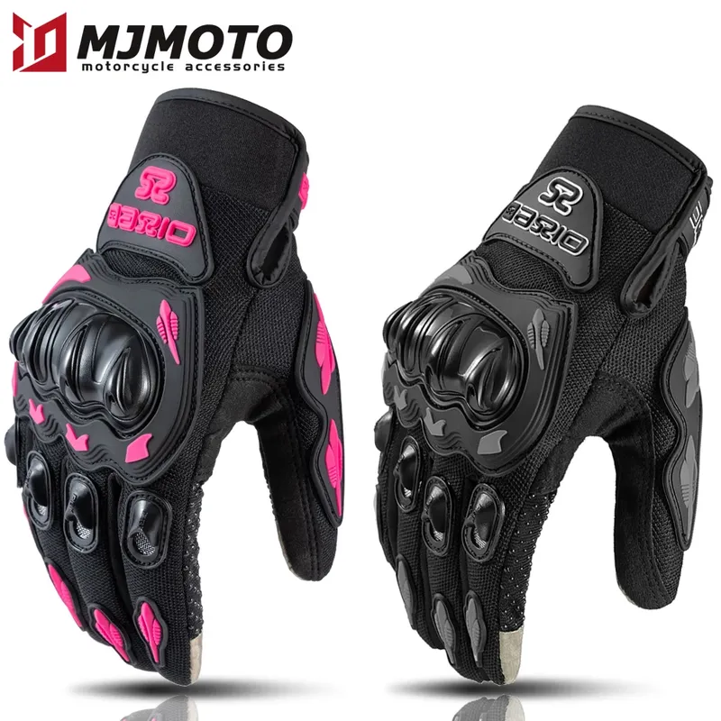 Dame Rosa Schwarz Motorrad Handschuhe Frauen Sommer Mesh Atmungsaktive Motocross Motorrad Moto Racing Handschuhe Touchscreen Handschuhe Männer