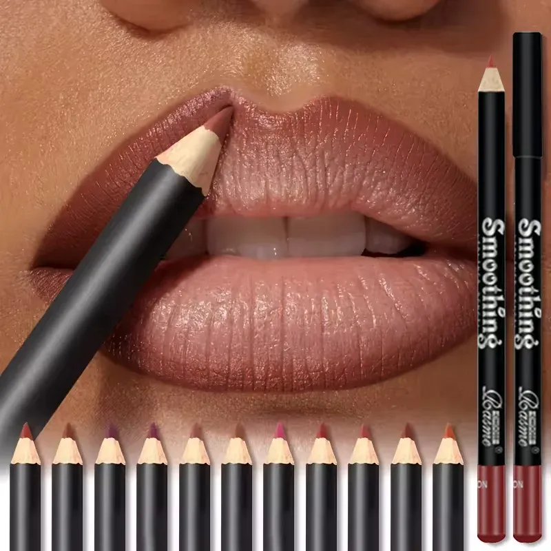 Wasserdichter, mattierter Lipliner-Stift, roter Konturtönungs-Lippenstift, langlebig, antihaftbeschichtet, feuchtigkeitsspendendes Lippen-Make-up, 12 Farben
