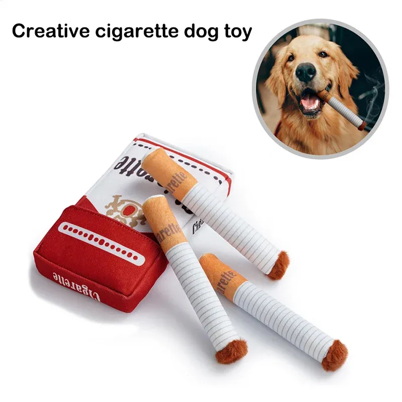 Kreative Zigarette Interaktive Giggles Hundespielzeug Lustiges interaktives Plüsch-Hundespielzeug Lustiges Plüsch-Kauspielzeug Zigarettenschachtel Haustiergeschenke