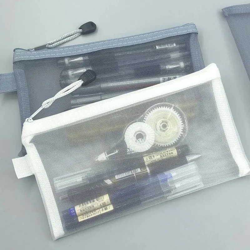 Transparente Mesh Feder mäppchen große Kapazität Aufbewahrung tasche Nylon Reiß verschluss Bleistift Tasche Büro Schul bedarf Büromaterial