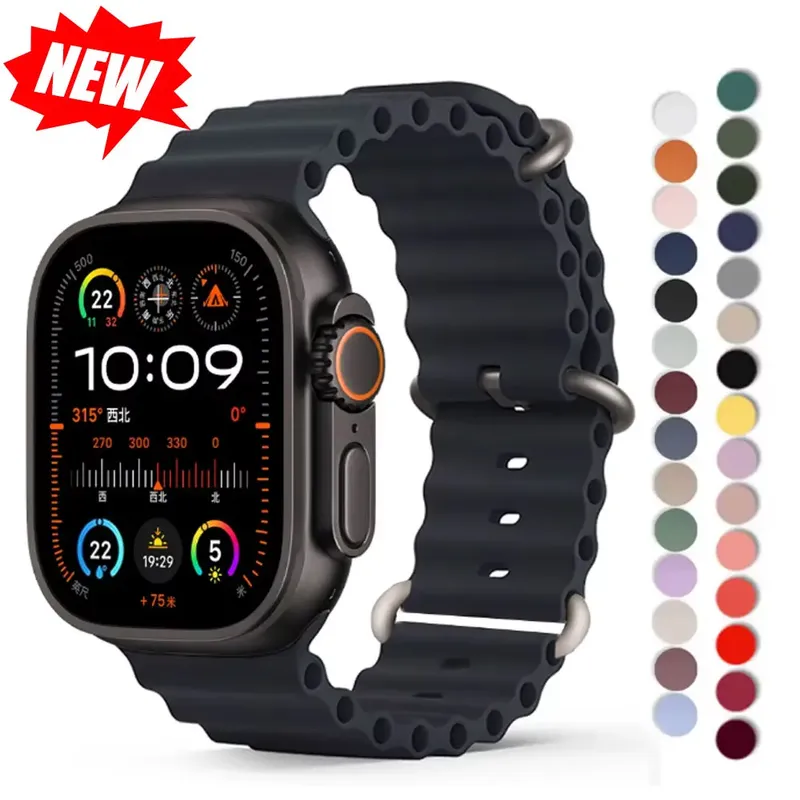 Ozeanarmband für Apple Watch Ultra 2 Band 49 mm 10 9 8 7 45 mm 41 mm Silikonarmband Armband iWatch 6 5 4 3 SE 44 mm 40 42 mm Band