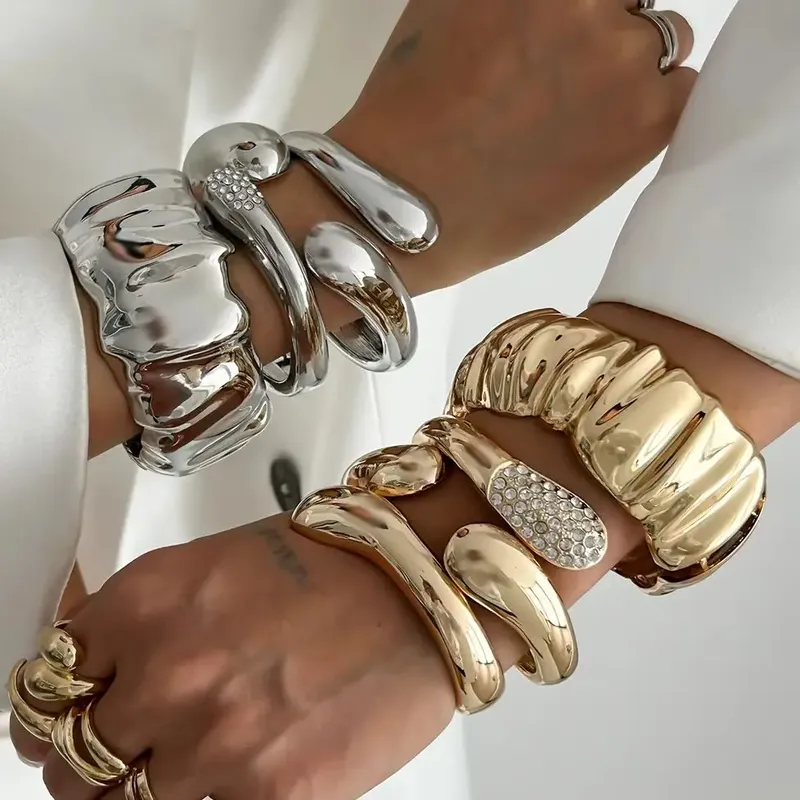 Ingemark Hip Hop Intarsien Strass Wasser Tropfen Frühling Armreif für Frauen Kreative Unregelmäßige Chunky Armbänder Steampunk Schmuck Männer
