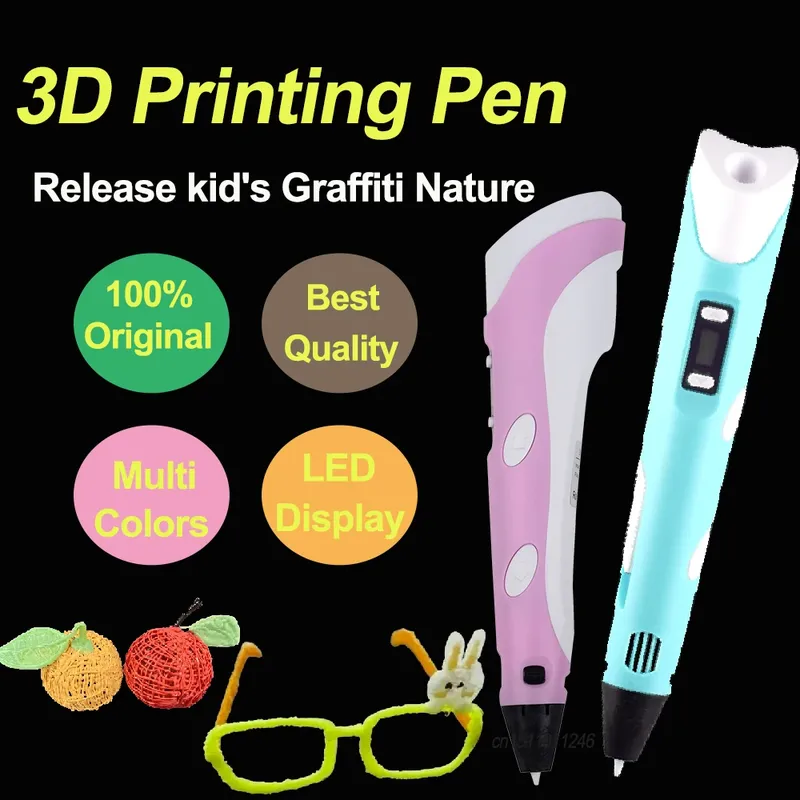 Kinder 3D-Druckstift, einstellbare Geschwindigkeit, LED-Anzeige, DIY-Zeichenstifte, 3D-PLA-Filament, Weihnachts- und Geburtstagsgeschenk für Jungen und Mädchen