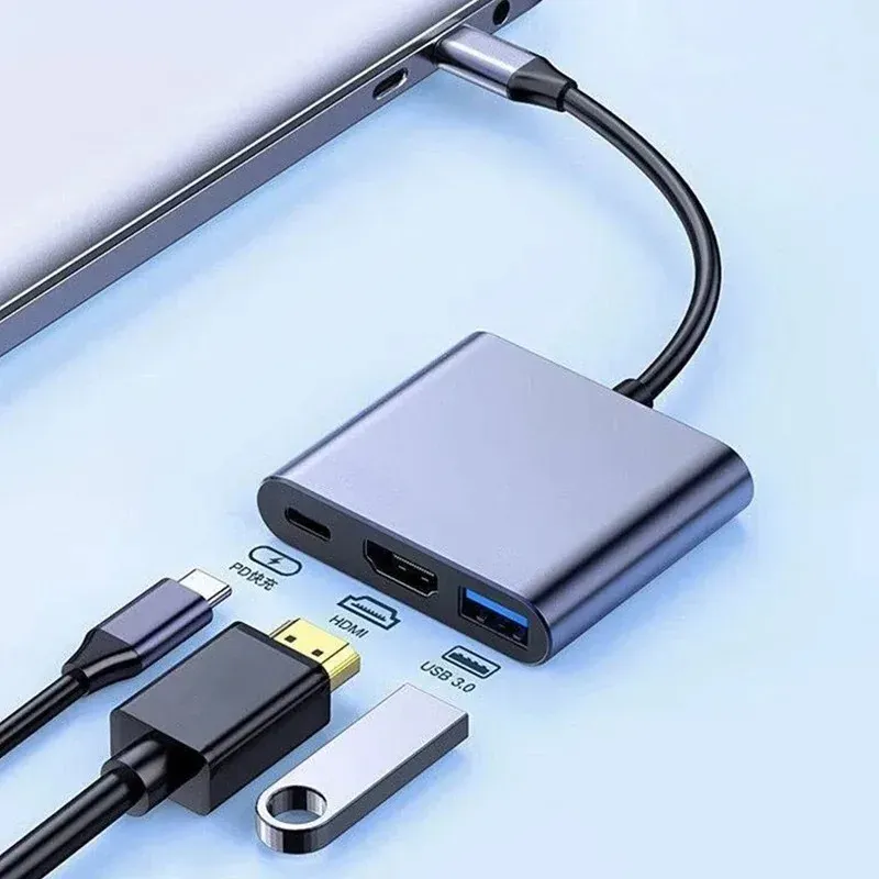 3 in 1 USB Hub USB C zu HDMI-kompatibel Splitter HUB Typ-c zu HDMI-kompatibel USB 3,0 Docking Station Für Macbook Air Converter