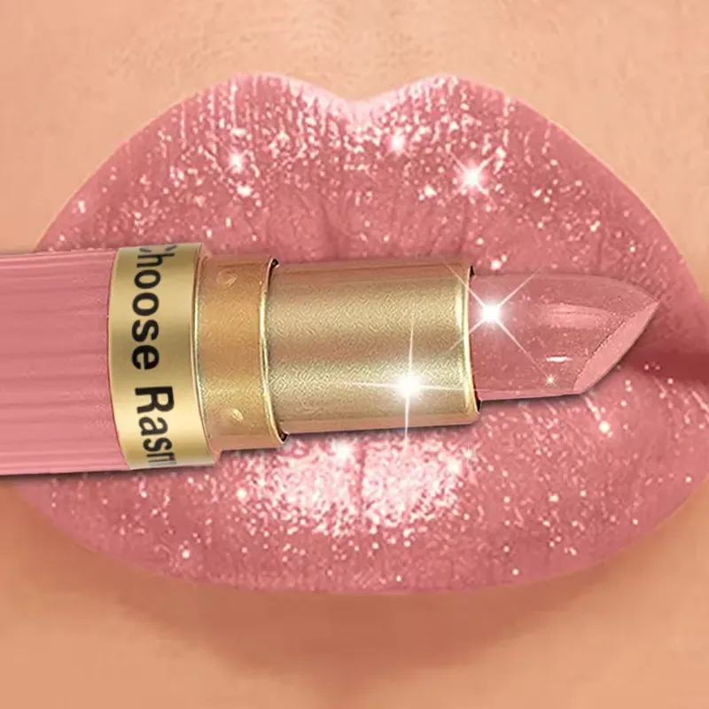 Perlglanz-Rosa-Glitzer-Samt-Lippenstift, metallisch, wasserfest, langlebig, matt, schimmernd, Diamant-Lippenstift, Damen-Make-up, Kosmetik