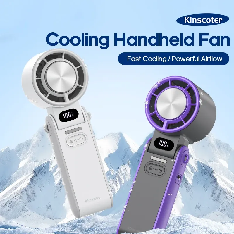 KINSCOTER faltbarer tragbarer Handventilator für den Außenbereich, Mini-Kühlung, wiederaufladbar, 3600 mAh, 100 Stufen, freie Steuerung, Hochgeschwindigkeits-Turboventilator