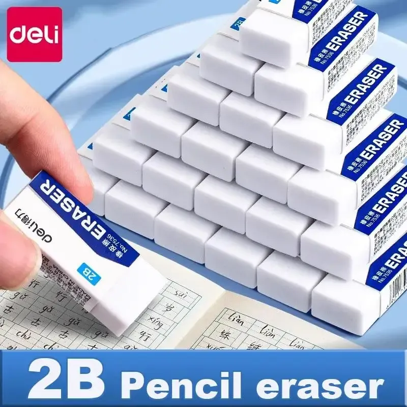 Deli 5/10 Stück 2B Radiergummi, sauber und schmutzfrei, für Studenten, Prüfung, Büro, Skizze, weicher Radiergummi für Kinder, Korrekturbedarf, Bleistift, Gummi
