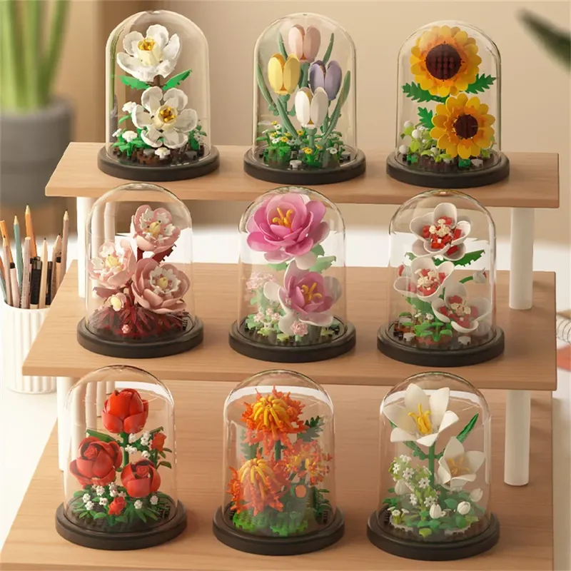 Ewige Blumenstrauß Bonsai Topfpflanze Micro Bausteine Modell Dekoration Puzzle Spielzeug Kinder Geburtstag Weihnachtsgeschenke