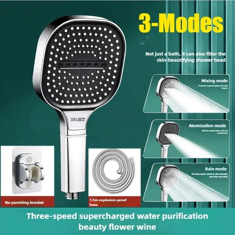 3-modi Hochdruck Dusche Kopf Wasser Sparende Dusche Köpfe Einstellbare Wasser Massage Sprayer Hause Badezimmer Zubehör