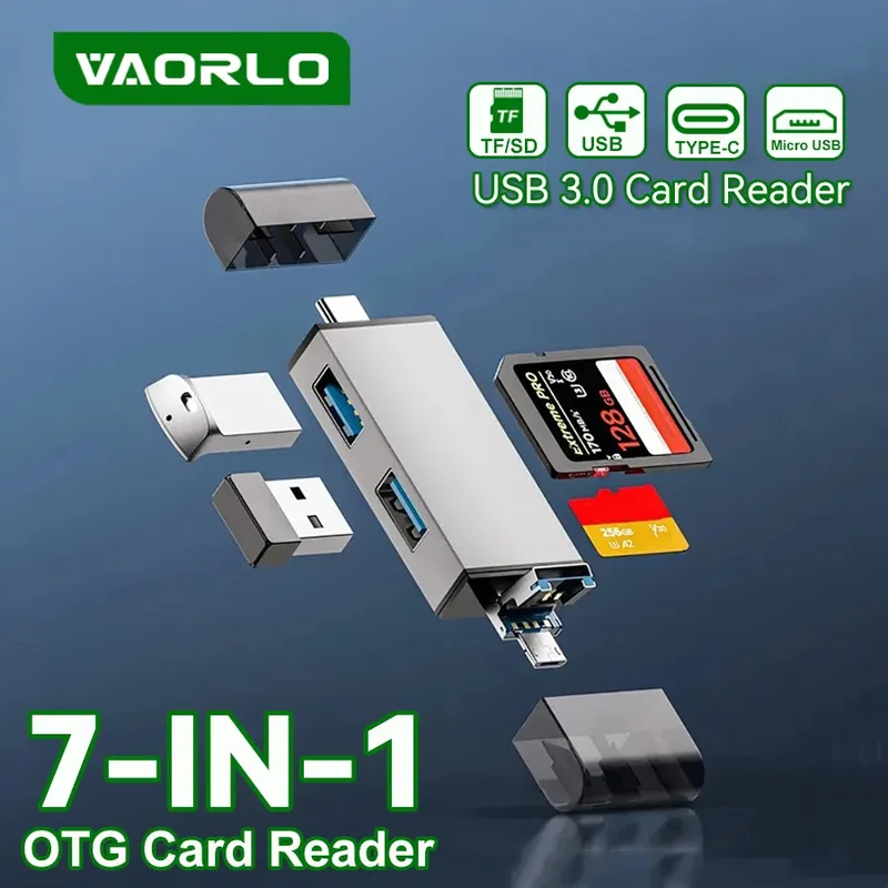 7-in-1-Kartenleser USB 3.0/USB 2.0/Micro USB/Typ C auf SD TF-Speicherkarten-Flash-Laufwerk-Adapter für PC-Laptop-Zubehör Multifunktions-Smartcard-Leser