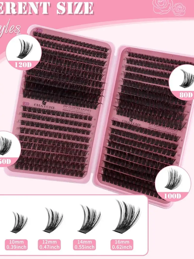 MJ 640 Stück 30D/40D/50D/60D Einzelwimpern Buchcluster Extensions Falsche Wimpern DIY zu Hause Cluster Wimpernverlängerungen Make-up