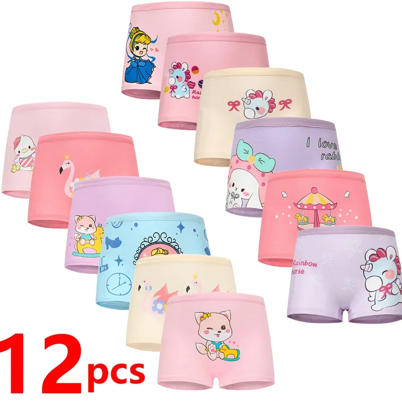 1/4/8/12 Pcs Kinder Mädchen Höschen Sets Baumwolle Ziemlich Niedlichen Cartoon Einhorn Druck Kind Unterwäsche für mädchen Kind Boxer Atmungsaktiv