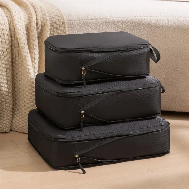 3 Teile/satz Reise Kompressible Verpackung Multifunktions Reise Lagerung Tasche Wasserdichte Koffer Nylon Tragbare Gepäck Organizer Rosa