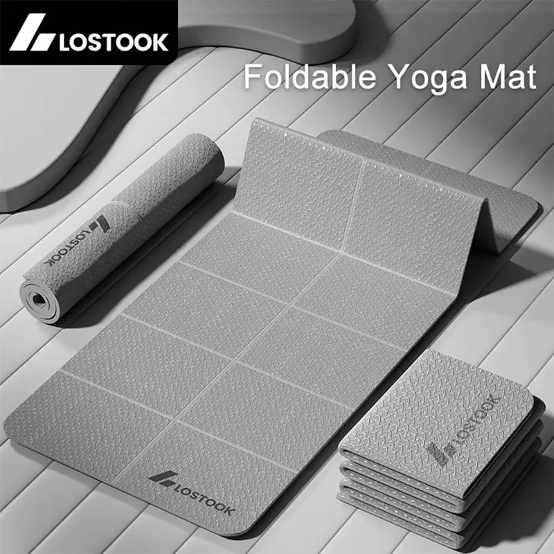 Faltbare Yogamatte, 4 mm dick, TPE, einfach zu verstauen, für Reisen, Übungsmatte für Yoga, Pilates, Heimtraining und Bodentraining