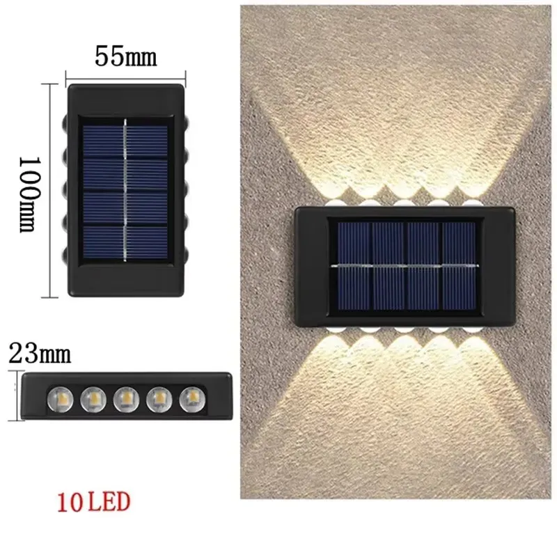 Solar-Außenwandleuchte, 12 LEDs, wasserdicht, Gartenleuchte, Hofbalustrade, dekorative Atmosphärenlampe, nach unten leuchtende Solarlampe