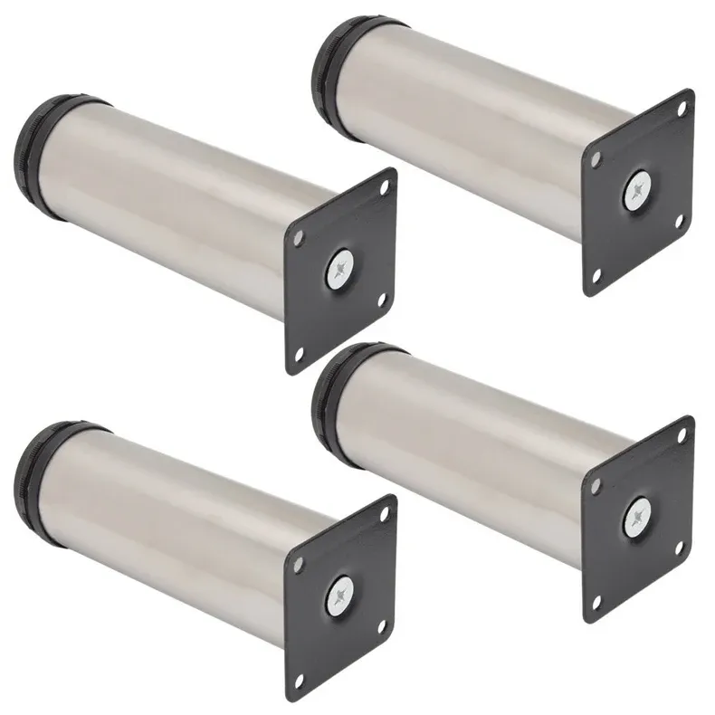 4 Stück Edelstahl Möbelbeine, verstellbar, für Sofa, Bett, Tisch, Schrank, Metall-Ersatzfüße, 5-25 cm Höhe