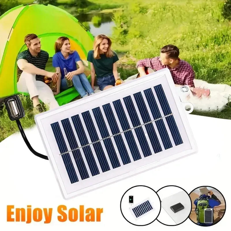 1/2 Stück tragbares Solar-Ladegerät, tragbares Solar-Ladegerät, USB-Ausgang für den Außenbereich, für Reisen und Camping, Taschenlampe, Lüfteraufladung