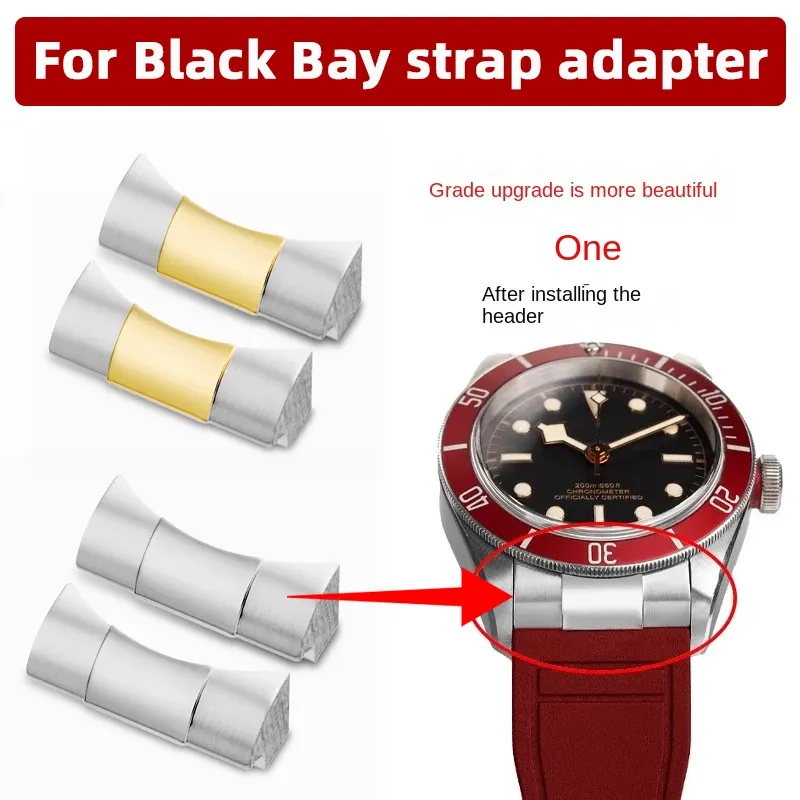 22 mm 21 mm 20 mm Adapter für Tudor Black Bay 41 mm Zifferblatt M79363N 79220R Little Red Flower Monster Strap Edelstahl-Stecker