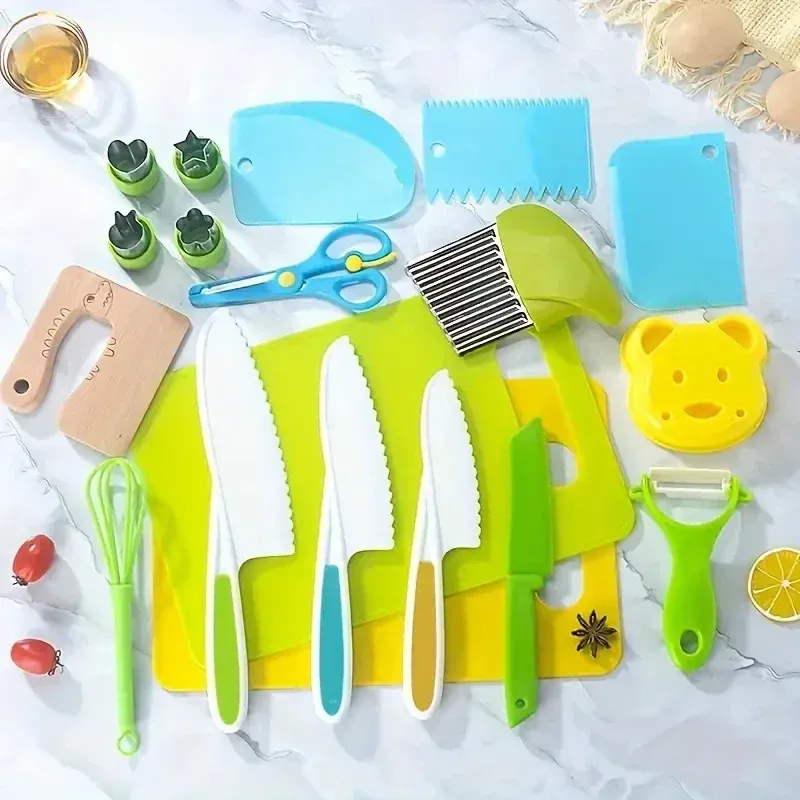 Kinder Kochen Cutter Set Kinder Messer Kleinkind Cutter Kunststoff Kuchen Obst Messer Kinder DIY Schäler Werkzeuge Küche Zubehör