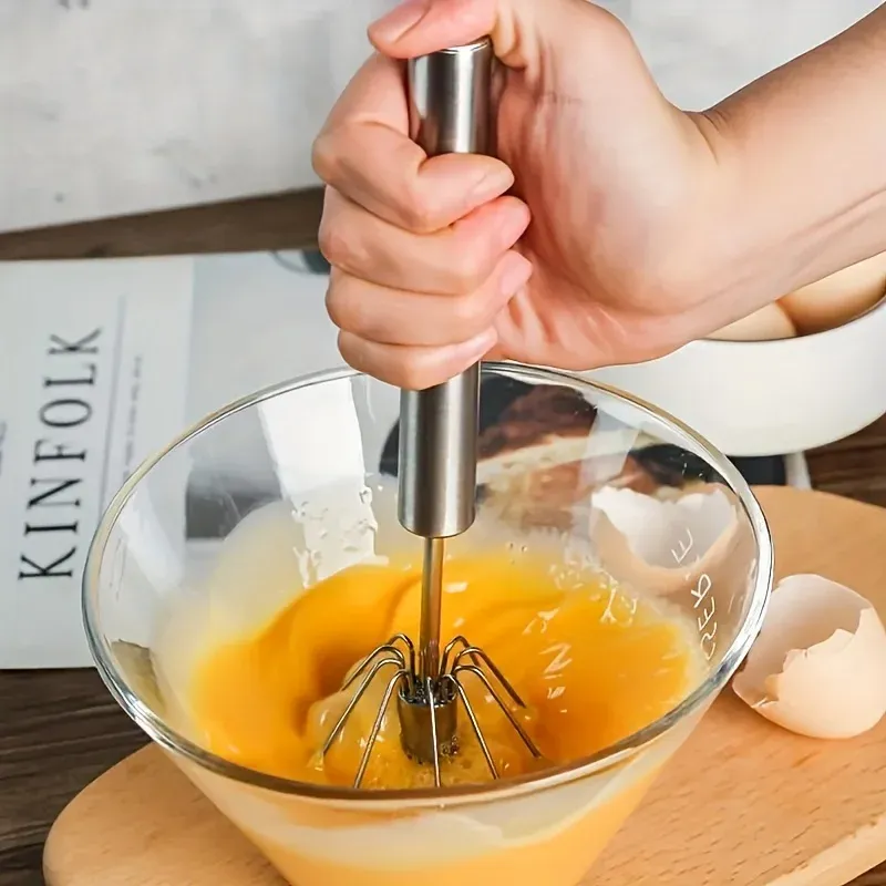 Edelstahl-Eierschläger, langlebiger halbautomatischer Mixer zum mühelosen Eiercreme-Mischen, Rühren und Schlagen für das Backen in der Küche