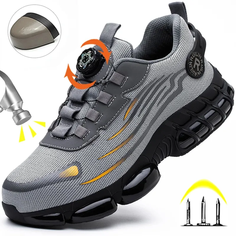 Unzerstörbare Sicherheitsschuhe mit Stahlkappe, rutschfeste, abriebfeste Arbeitsschuhe für Herren, robuster, bequemer Sneaker ﻿