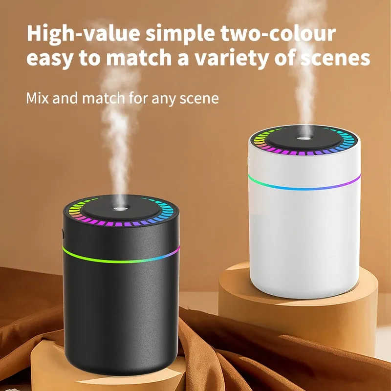 180 ml Aromatherapie-Diffusor, Luftbefeuchter, Aromatherapie-ätherisches Öl, Luftreiniger, schlafendes Auto, das zu Hause tragt, LED, 7-Farben-Licht