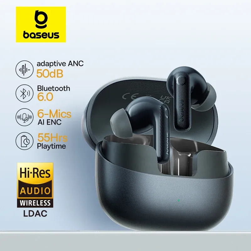 Baseus EP10 Pro ANC Ohrhörer, kabellose Bluetooth 6.0-Kopfhörer, 50 dB, Echtzeit-Adaptive-Kopfhörer, 6 Mikrofon, hochauflösende LDAC IP55-Ohrhörer