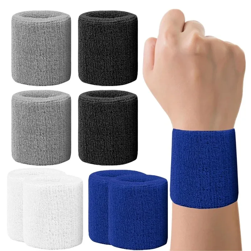 Neue Heiße 1Pairs 2Pcs Set Atmungsaktive Baumwolle Handgelenk Schweißbänder Schweiß Saugfähigen Armbänder für Tennis Fußball Basketball Laufen gym