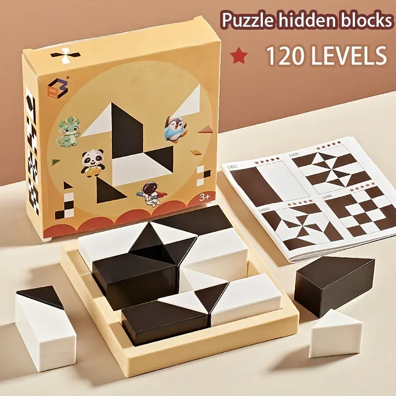 120-stufiges verstecktes Blockpuzzle, 6 Jahre ABS-Material, interessant, verbessert die Logik und räumliche Argumentation, geeignet für 6-Jährige