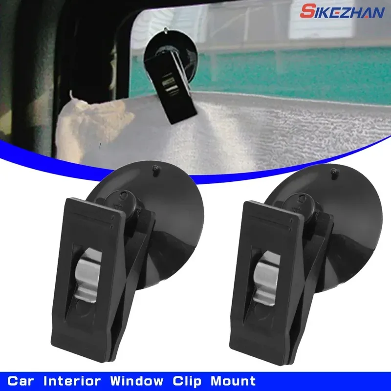 1-2 paar Auto Innen Fenster Clip Halterung Schwarz Saug Kappe Clip Kunststoff Sucker Abnehmbare Halter Für Sonnenschirm Vorhang handtuch Ticket