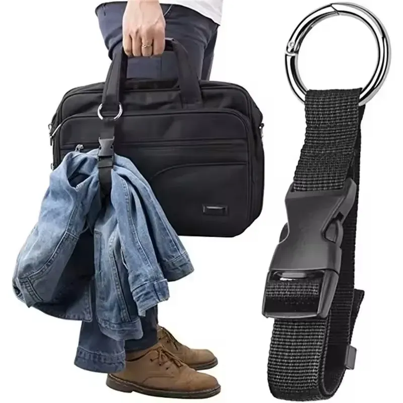 Tragbare schwarze Nylon-Koffer-Hängetasche für Urlaubsreisen mit Wanderschnallenriemen aus Zinklegierung und externem Hakengurt