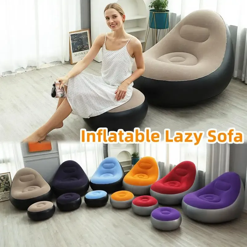 Aufblasbarer Lazy Sofa Chair PVC Beflockung faltbares Sofa mit Slip-on Lunch Lounge Chair Set