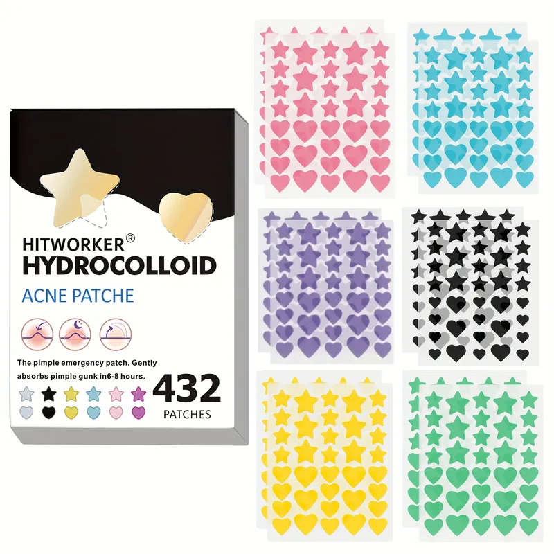 432 Bunte PE-Pickel-Patches, niedlicher sternförmiger Pickel-Abdeckungsaufkleber, unsichtbarer Pickel-Abdeckungsentfernung, Pickel-Patch