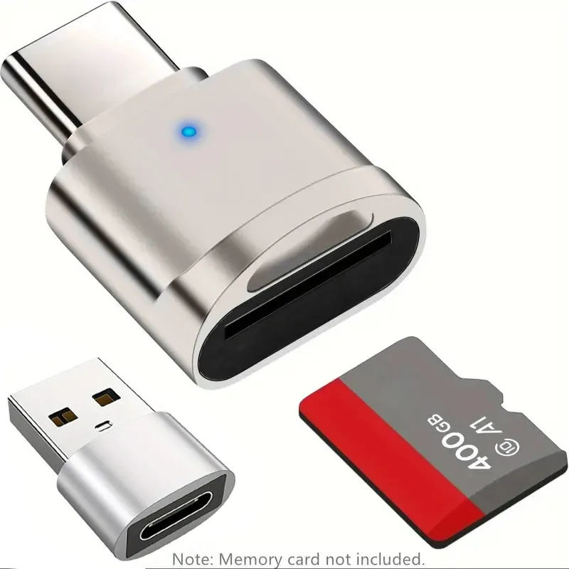 Typ-C-TF-Leser mit Gehäuse aus Zinklegierung, SD-Kartenleser mit USB-C-zu-USB-Adapter, geeignet für Laptop, MacBook, Samsung Galaxy