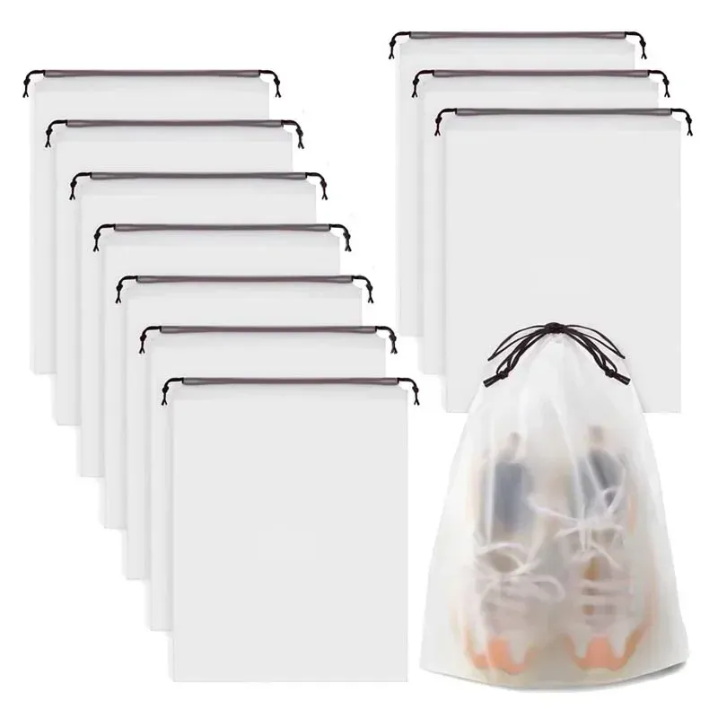 5/10PCS Tragbare Schuh Lagerung Kordelzug Lagerung Tasche für Kleinigkeiten Reise Make-Up Tasche Wasserdichte Transparente Kunststoff Lagerung tasche