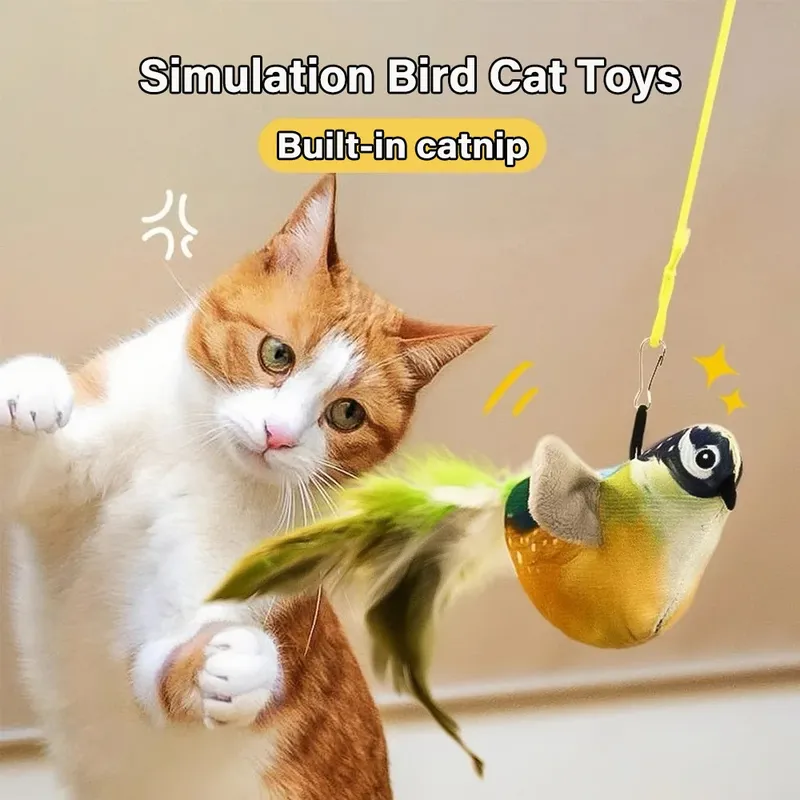 Simulation Vogel Katze Spielzeug Katzen Interaktive Katze Spielzeug Realistische Vogel Sound Katze Spielzeug Plüsch Katze Spielzeug Katzenminze Katze Spielzeug für Katzen Kätzchen Spielzeug