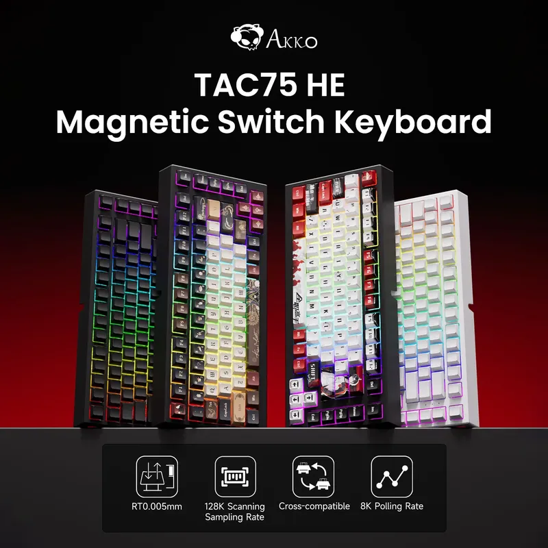 AKKO TAC75 HE Magnetschalter-Tastatur 75 % Gaming-Tastaturen Rapid Trigger 0,005 mm 8K RGB Wired Esports Custom Keyboard für Gamer