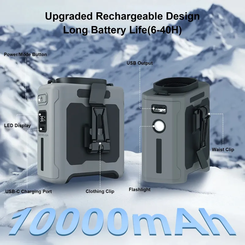 Taille Clip Fan Tragbare Mini Hängenden Hals Fan USB Aufladbare Fan Kleine Outdoor Camping Sport Taille Fan mit Power Bank LED Li