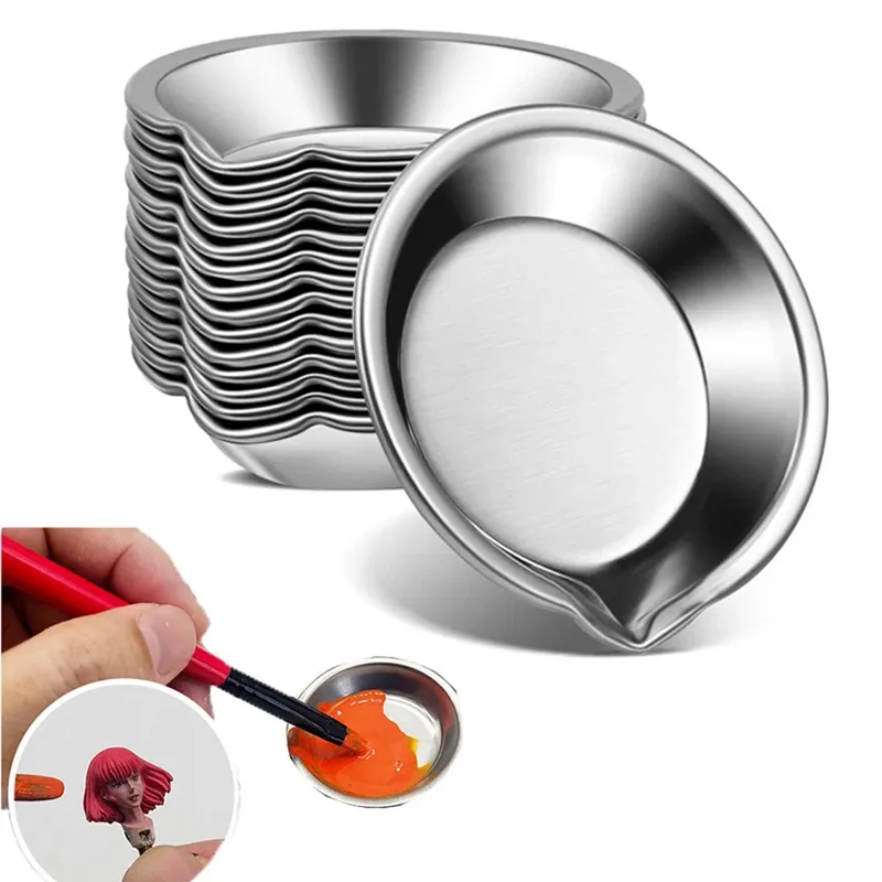 12 stücke Edelstahl Malerei Farbe Schalen Ölfarbe Tabletts Farbe Farbe Mischen Tassen Farbe Mixer Kinder DIY Malerei Werkzeuge