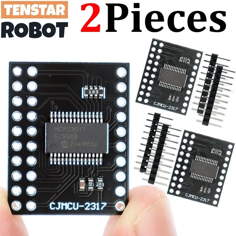 TENSTAR 2 Stück MCP23017 Serielles Schnittstellenmodul IIC I2C SPI Bidirektionale 16-Bit I/O Expander Pins 10 MHz Serielles Modul