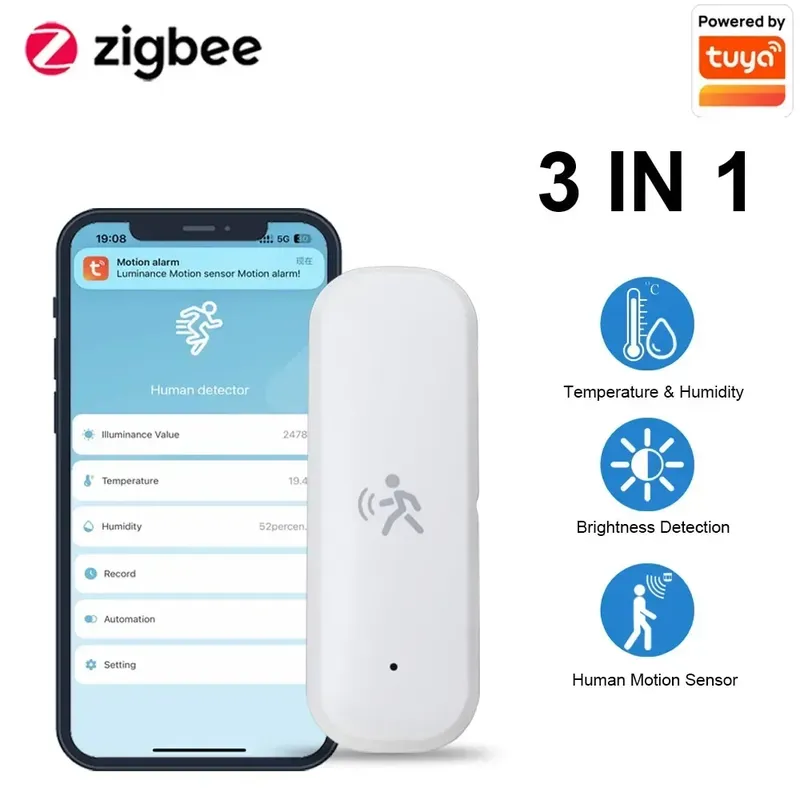 TUYA ZigBee Smart Pir Bewegungssensor-Detektor mit Temperatur- und Feuchtigkeitssensor, Sicherheits-Einbrecher, funktioniert mit Home Assistant