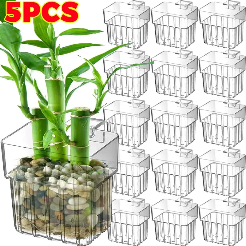 1/5 stücke Aquarium Dekoration Anlage Tasse Transparent Fisch Tanks Hängende Dekorationen Box Topf Waterpace Tasse Fisch Tanks Dekor Pflanzer